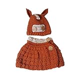 Pawaca ニット帽 ニットキャップ 帽子 子ども ベビー キッズ 女の子スカーフ　防寒 お祝い 手作り　ロバ　オレンジ