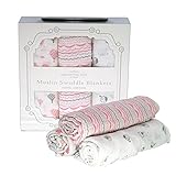 Manhattan Kids おくるみ モスリンコットン製 スワドル 3枚セット ダブルガーゼ 出産祝い 赤ちゃん バスタオル ベビー ブランケット 新生児 ガーゼタオル 綿100% 毛布 箱入り 1