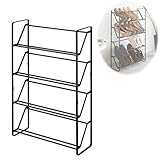 シューズラック スリム おしゃれ 省スペース 下駄箱 収納 靴 収納ラック スリムシューズラック フレーム 4段 ブラック 02392