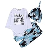 3pcs新生児赤ちゃん少年Outfit BearロングスリーブTシャツパンツ帽子服0 – 24 Monthes カラー: ホワイト