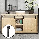 Hahaemall Modern Interior 3 – 8 ft j-shape Mini Slidingバーンドアハードウェアフィットfotキャビネットとテレビスタンドwith Best Hea