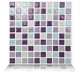 Tic Tacタイルanti-moldピールとスティック壁タイルin Square Violetmint 9.84" x 9.84" SQW09