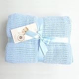 Gooday Super Soft 100% Cotton Baby Cellular Blanket for Pram, Moses, Crib (90*120 cm, Blue) by Gooda