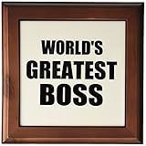 3dRose ft_194445_1 Worlds Greatest Boss. Black Text. Great Design For The Best Boss Ever Framed Tile