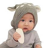 YY-Natuhi ベビー ニット帽子 耳まであったか ハット 男の子 女の子 かわいい パイロット キャップ秋冬 防寒 防風 6ヶ月～4歳 水玉柄 新生児 キッズ 赤ちゃん 柔らかい (1グレー)