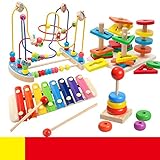 赤ちゃんおもちゃ　ビーズコースター 　キッズ 　木製 　ルーピング 　おもちゃ　指先トレーニング 　積み木　セット　ミニ サイズ 空は模様　早期開発　プレゼント (4点セット)