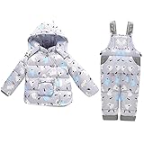 Zhuhaitf 子供用ダウンジャケット Winter Baby Infant Boys Girls Cute Hooded Thicker Warm Down Jacket+Suspender Pa