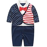 GudeHome ベビーフォーマルカバーオール 男の子 ロンパース 赤ちゃん カバーオール 紳士風 出産祝い 結婚式 七五三 写真撮影 80cm 星柄