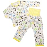 ベビーパジャマ[enfant pur]男の子|男児|子供用|数字|くるま|車柄長袖パジャマ上下セット 95cm イエロー
