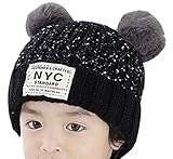ニット帽 子供用 （全4色） 2~5歳 かわいい 熊 防寒 おしゃれ (ブラック)