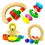 Bhbuyベビーキッド木製Bell Rattle玩具ハンドベル音楽教育打楽器
