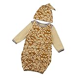 Tovadoo 子供服 ベビー服 新生児 シュラフ+ハット パジャマ 長袖 コットンブレンド 花柄 プリント 可愛い ファッション 部屋着