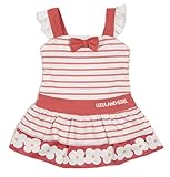 UZULAND 女の子用ボーダー柄ワンピース水着 sw1833 110cm レッド