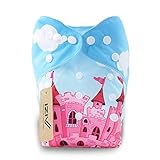 iZiv新生児1厚いおむつ付きオーガニック幼児防水/調整/再利用可能/洗えるポケット布おむつのフィット赤ちゃん0.5-3歳(ピンクの城)