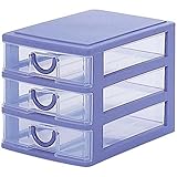 サンコープラスチック 小物収納3段 エルピス 幅16.2×奥23.2×高16.7cm ストーンブルー