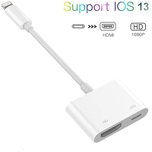 【2020最新版】iPhone HDMI 変換アダプタ ライトニング 接続ケーブル アダプタ HDMIケーブル 設定不要 操作不要 高解像度 ゲーム av/TV視聴 iphone se(第二世代)/11/11 Pro/11 Pro Max iPhoneX/XR/XS/XS/SE/8/8plus (IOS12 IOS13対応)