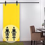 ccjhアンティークスチールスライドバーンドアハードウェアfor Wood Singleドア8 ft 12.6FT for Single Door ブラック A126SDB0