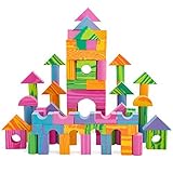Morvat 140 Piece Soft Foam Multi-Colored Building Block Set with Floating Base Tote & Mesh Bags - Ed