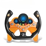 Ziuuihu キッズシュミレーションハンドル 多機能ステアリングホイールごっこ運転おもちゃ 助手席 ハンドル おもちゃ子供用シミュレーションステアリングホイールおもちゃ 模擬運転おもちゃ 早期教育教育玩具 スタンド付きおもちゃ 子供用おもちゃ 車のステアリングホイール 男の子と女の子の誕生日プレゼント 車のハンドル おもちゃ (オレンジ色A)