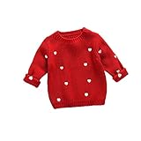 Pojour ベビー服 子供服 女の子ニットセーター 冬 防寒 かわいいハートセーター おしゃれ 暖かい 厚手 綿 ベビールームウェア キッズ 丸首 子供 ガールズ トップス