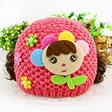 防寒 かわいい ベビー キッズ 赤ちゃん ニット帽子 花飾り 2017 新製品 (orange)