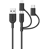 Anker PowerLine II 3-in-1 ケーブル (ライトニング/USB-C/Micro USB端子) MFi認証 iPhone / Android 各種対応 (0.9m ブラック)