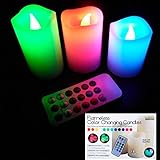 3カラーChanging Flameless Candles 12 LEDリモート制御タイマー装飾ホームギフト