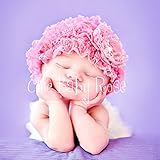 最愛ベビーのためのフラワー付レースビーニー帽子全２１カラー★newborn-2months　miciaカラフルベビーロンパースとお揃いにできる帽子お宮参りのスタジオ写真撮影に選ぶママさん急増中