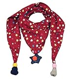 厚い子供暖かい三角形のスカーフ、赤と多色の星