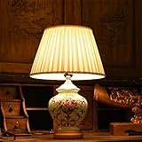 セラミックテーブルランプ調光ヨーロピアンスタイルの庭園の寝室のベッドサイド温かみのある内装のシフォン生地 ( 三 : A )
