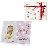 メモリアルギフト ガラス ベビーフォトフレーム ピンク 通常子供ラッピング