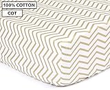 Gold Zig Zag Print 100% Cotton Sateen Fitted Crib Sheet by The Peanut Shell by The Peanut Shell