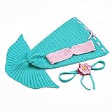DBL S&M マーメイド ニット コットン 寝袋 かわいい人魚 ベビー用着ぐるみ 0－1歳 (水色)