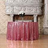 (180cm Round, Rose Gold) - 3E Home 180cm Round Sequin TableCloth for Party Cake Dessert Table Exhibi