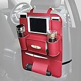 APSOONSELL 車用 多機能 シートバックポケット 収納ポケット 大容量 取り付け簡単 レッド
