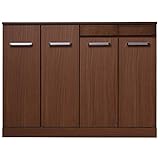 大川家具(日本製) 天然木幅120ロータイプシューズボックス ブラウン ic0054 代引不可