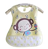 ポケット黄色い猿と猫を給餌する漫画の防水ベビービブ