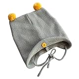 Aubig ダブル ボンボン　ストラップ　ベビー帽子　グレー