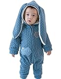 YY-Shop ベビー服 ロンパース フード付き 女の子 新生児 ボディースーツ 男の子 赤ちゃん 出産祝い カバーオール かわいい ベビースーツ 長袖 秋冬 暖かい (90, 4裏起毛*ブルー)