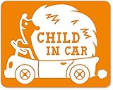 imoninn CHILD in car ステッカー　【マグネットタイプ】　No.37　ハリネズミさん　（オレンジ色）