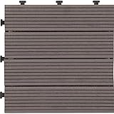 樹脂製 ジョイントタイル ベランダ 庭 タイル 屋外用 樹脂 マット 〔20枚セット・幅29.5cm〕 ダークブラウン