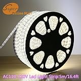 SuperonlineMall AC 110-120V Flexible Waterproof LED Strip Lights 5m/16.4ft - White [並行輸入品]