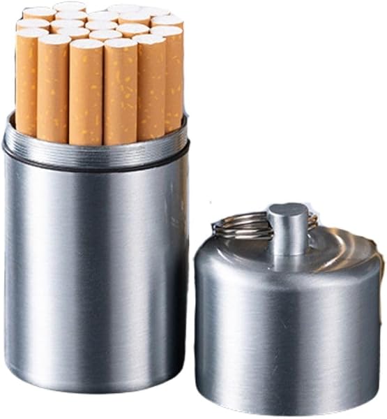 タバコケース 20本 収納 大容量 シガレットケース 携帯灰皿 携帯防水 アウトドア 小分け キーホルダー マルチケース(シルバー, M) - 1