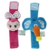 Cici Baby Infantino Wrist Rattlesセットwithギフトボックスパッケージ、Elephant and Bee ( Pack of 2 )