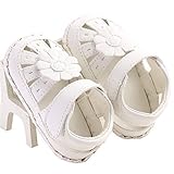 WAYLONGPLUS Prewalker Infant Summer Walking Sandal Anti-skid Soft Shoes PU Leather Big Flower (White