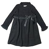 《春秋冬対応》SCHNEE(スネー) リブニット切替天竺ワンピース 130cm /ブラック NO.F-661085