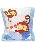 Baby Blanket Monkeyデザインブルー100コットンポリエステル幼児ジャングルKids