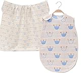 【Lilie】 6重 ガーゼ ベビー スリーパー ブランケット セット 通年 コットン 可愛い かいまき 布団 ( 新生児 ～ ４歳 頃まで ) (王冠(ブルー))