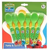 ゆうパケット配送 セサミストリート　6pcスプーンフォークセット エルモ　子ども　子供　食器　カトラリー　ベビー　キッズ　インポート　グッズ【即日・翌日発送】