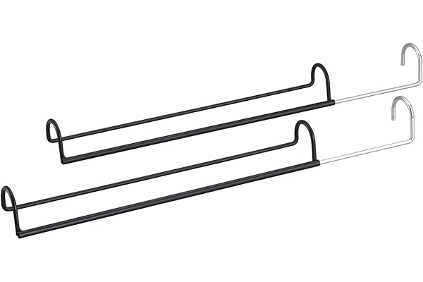 ベルカ(Belca) 衣類収納 ダブル収納ハンガー 伸縮タイプ 2台入り 幅45~70×奥行6.1×高さ6.7cm ブラック 段違い 収納力アップ ハンガー クローゼット 吊り下げ収納 CH-DS2
